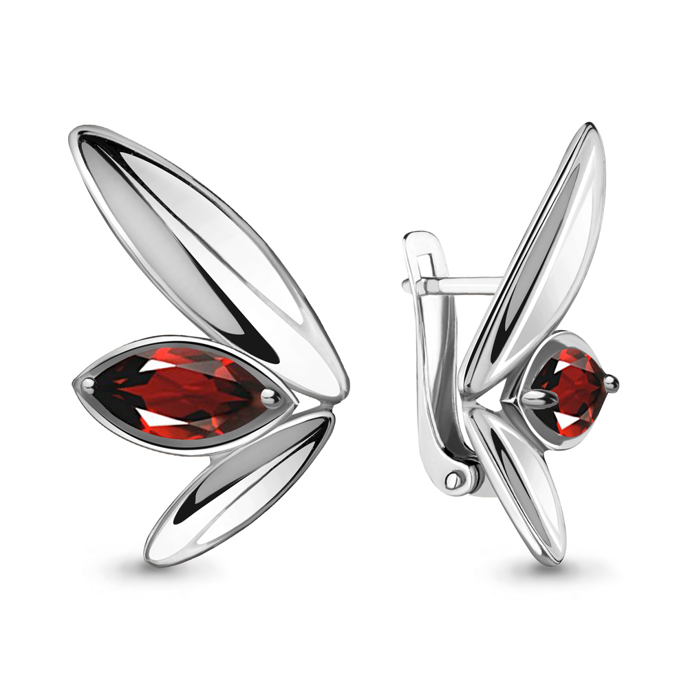 4722903 Серьги из Серебра с гранатами из коллекции "Лагуна"