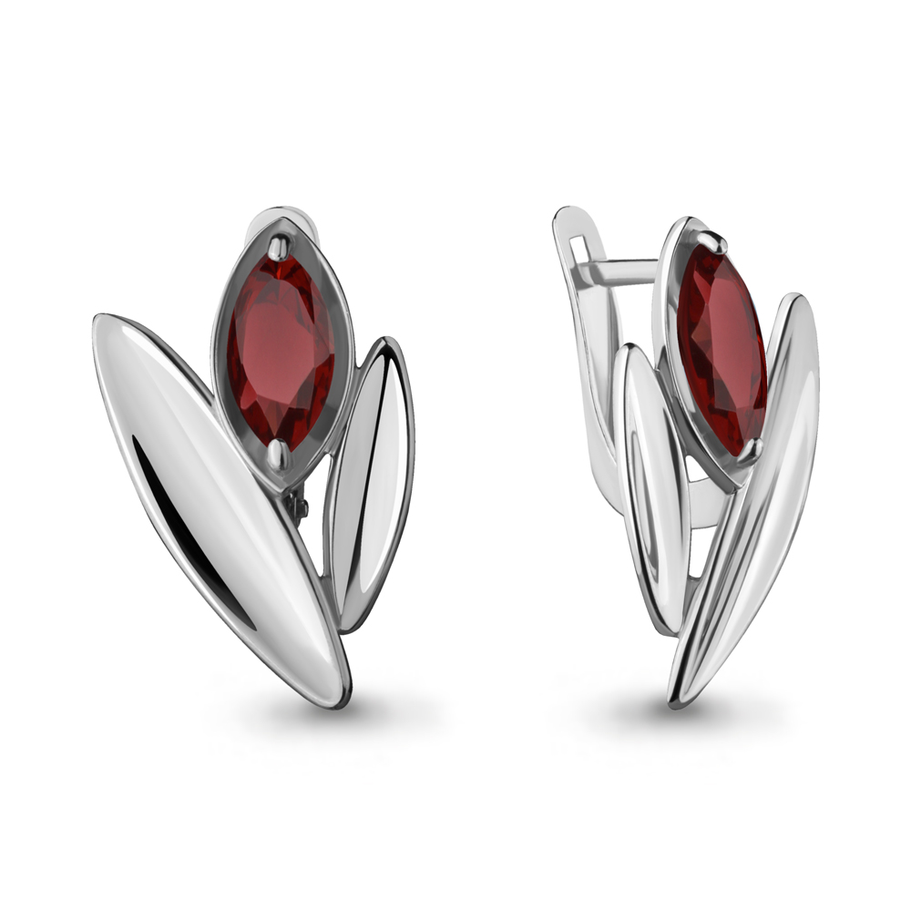 4723003 Серьги из Серебра с гранатами