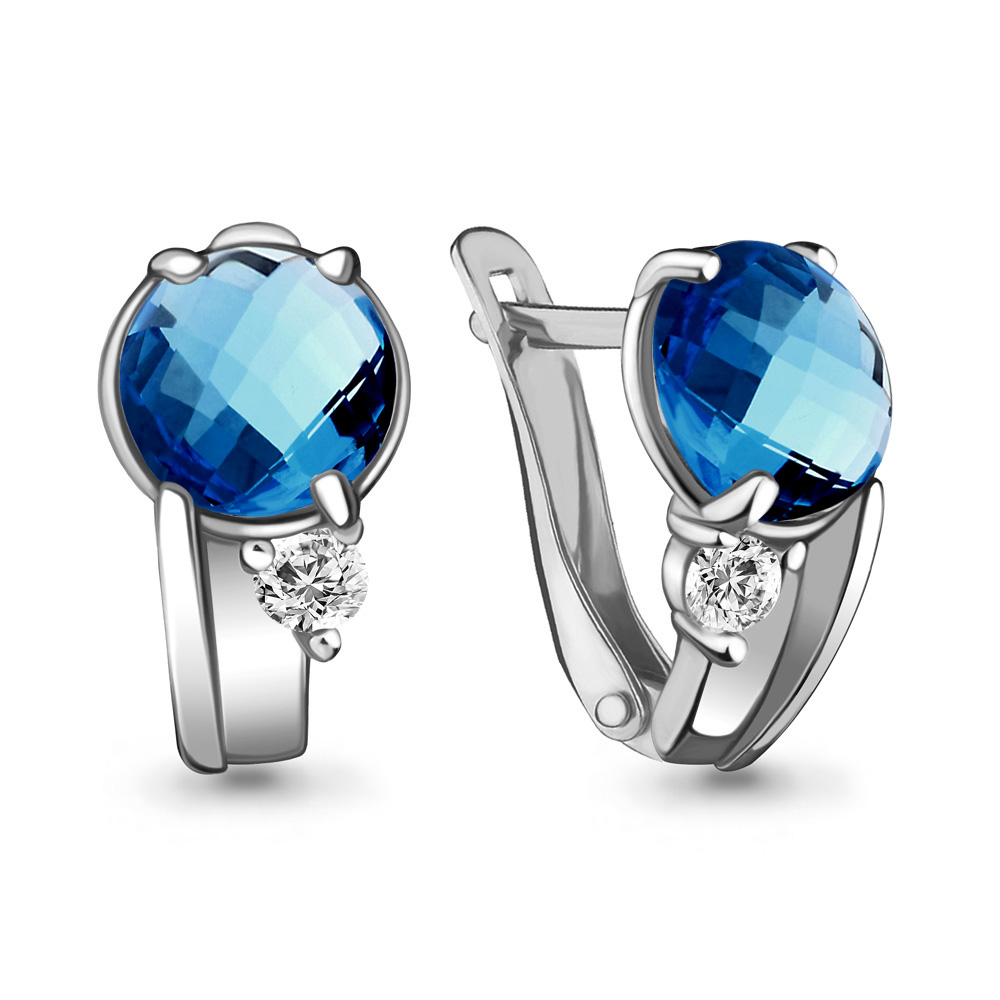4724793А Серьги из Серебра с нанотопазами лондон, фианитами