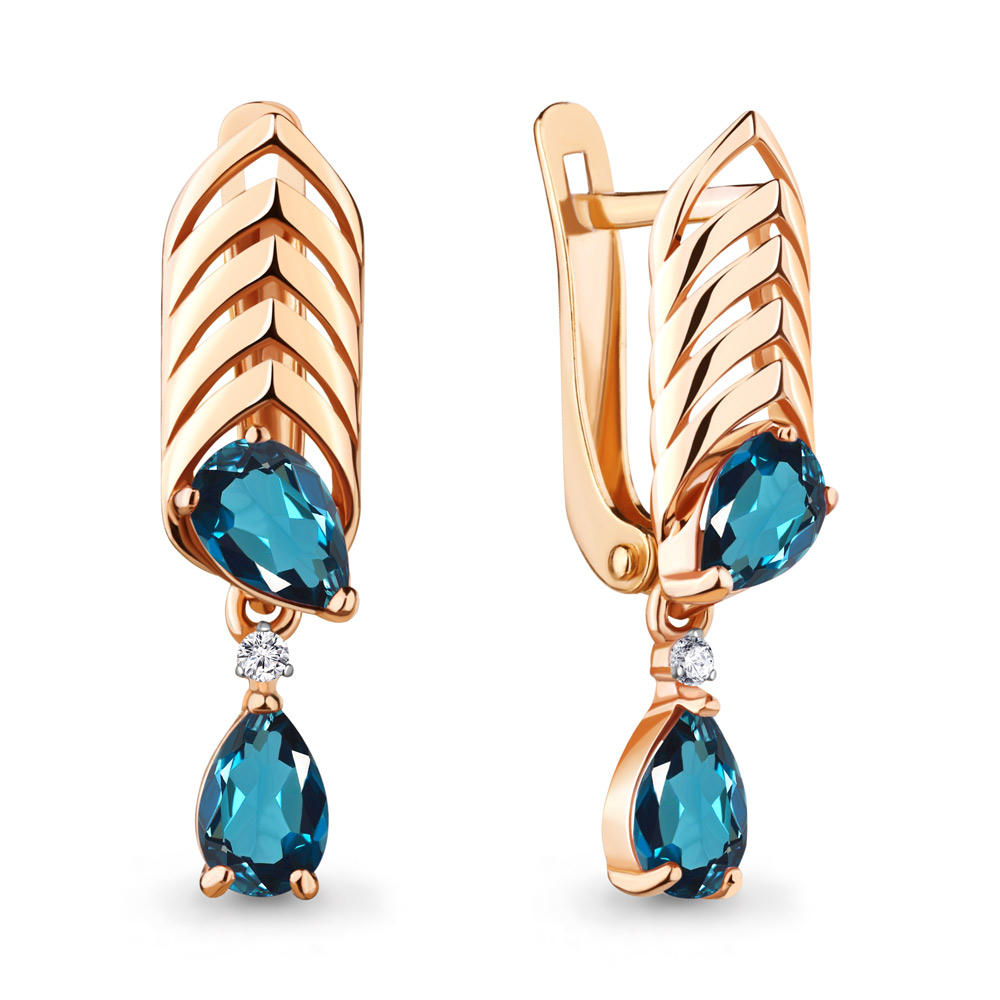 4725808 Серьги из Золота с топазами лондон блю