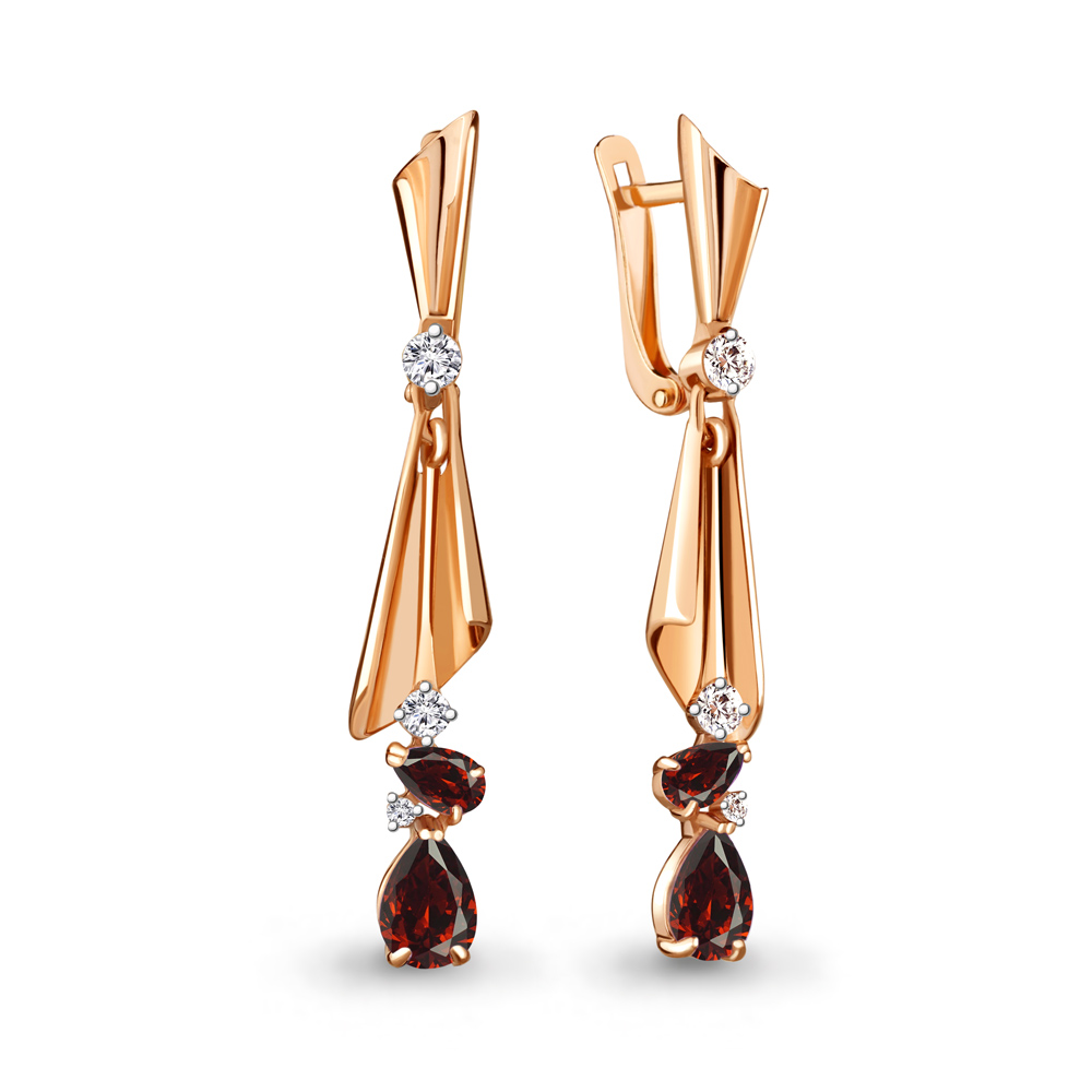 4725903 Серьги из Золота с гранатами, фианитами