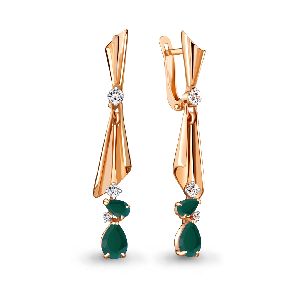 4725909 Серьги из Золота с агатами, фианитами