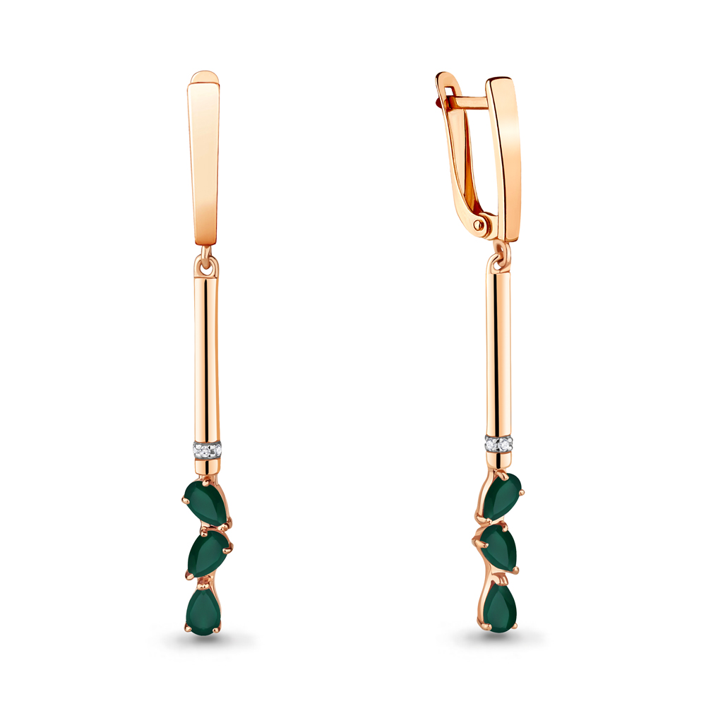 4726009 Серьги из Золота с агатами, фианитами