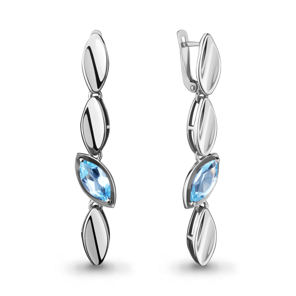 4727102 Серьги из Серебра с топазами скай блю из коллекции "Лагуна"