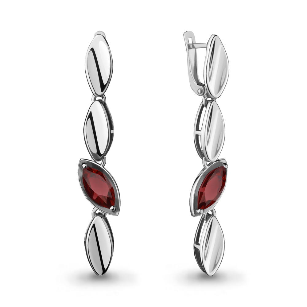 4727103 Серьги из Серебра с гранатами из коллекции "Лагуна"