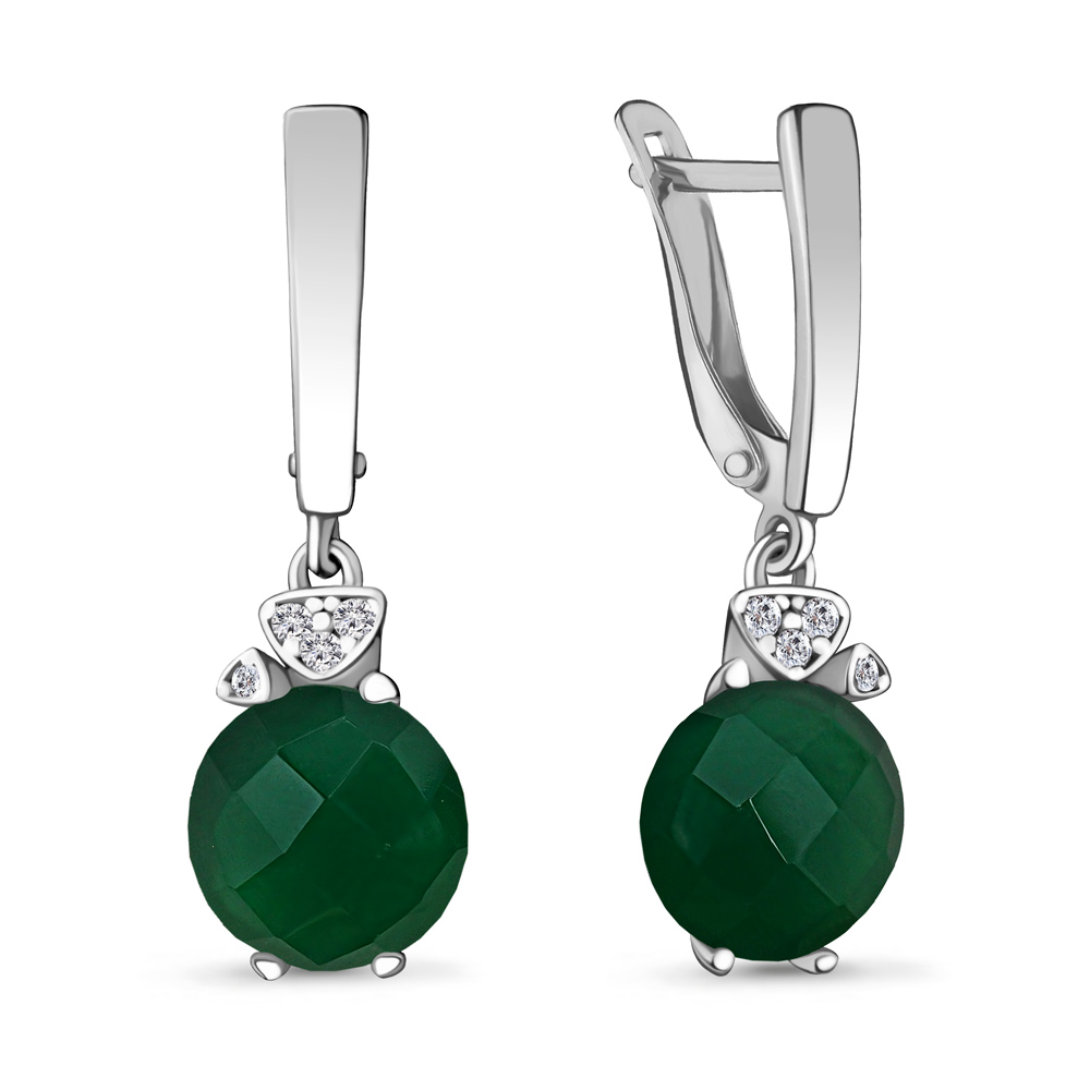 4728409А Серьги из Серебра с агатами, фианитами