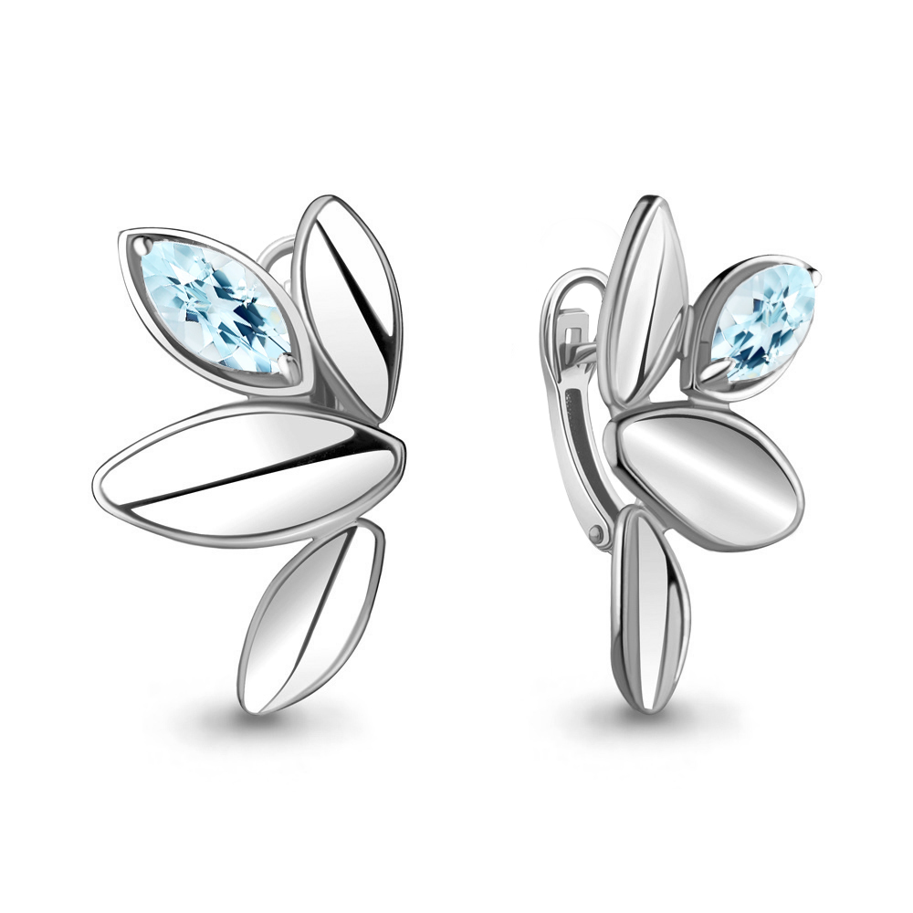 4728802 Серьги из Серебра с топазами скай блю из коллекции "Лагуна"