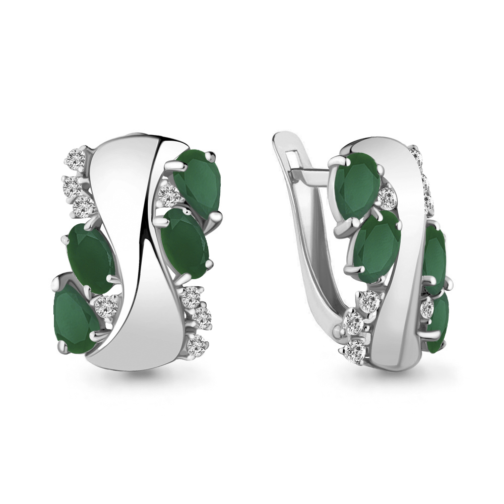 4729209А Серьги из Серебра с агатами, фианитами