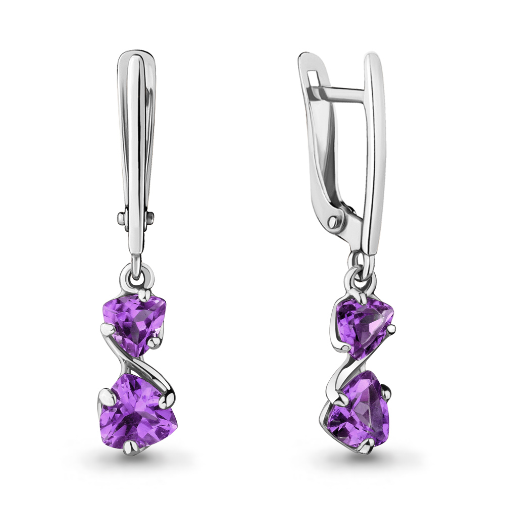 4729604 Серьги из Серебра с аметистами