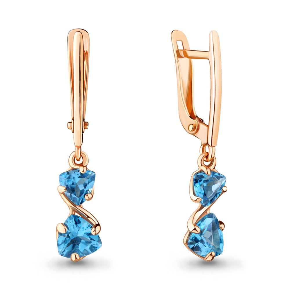 4729605 Серьги из Золота с топазами свисс блю