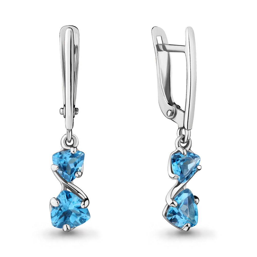 4729605 Серьги из Серебра с топазами свисс блю