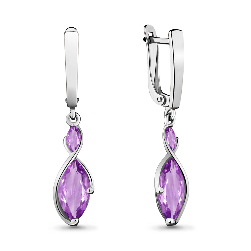 4729904 Серьги из Серебра с аметистами