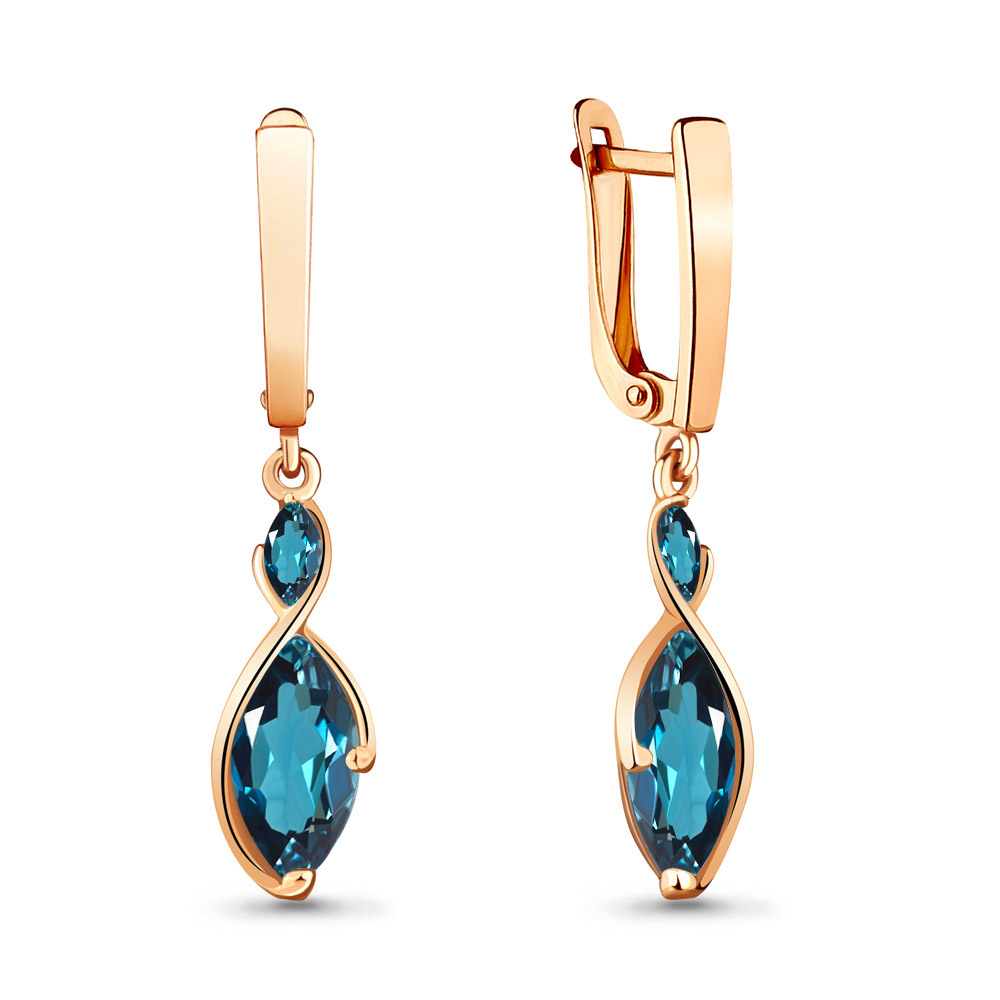 4729908 Серьги из Золота с топазами лондон блю