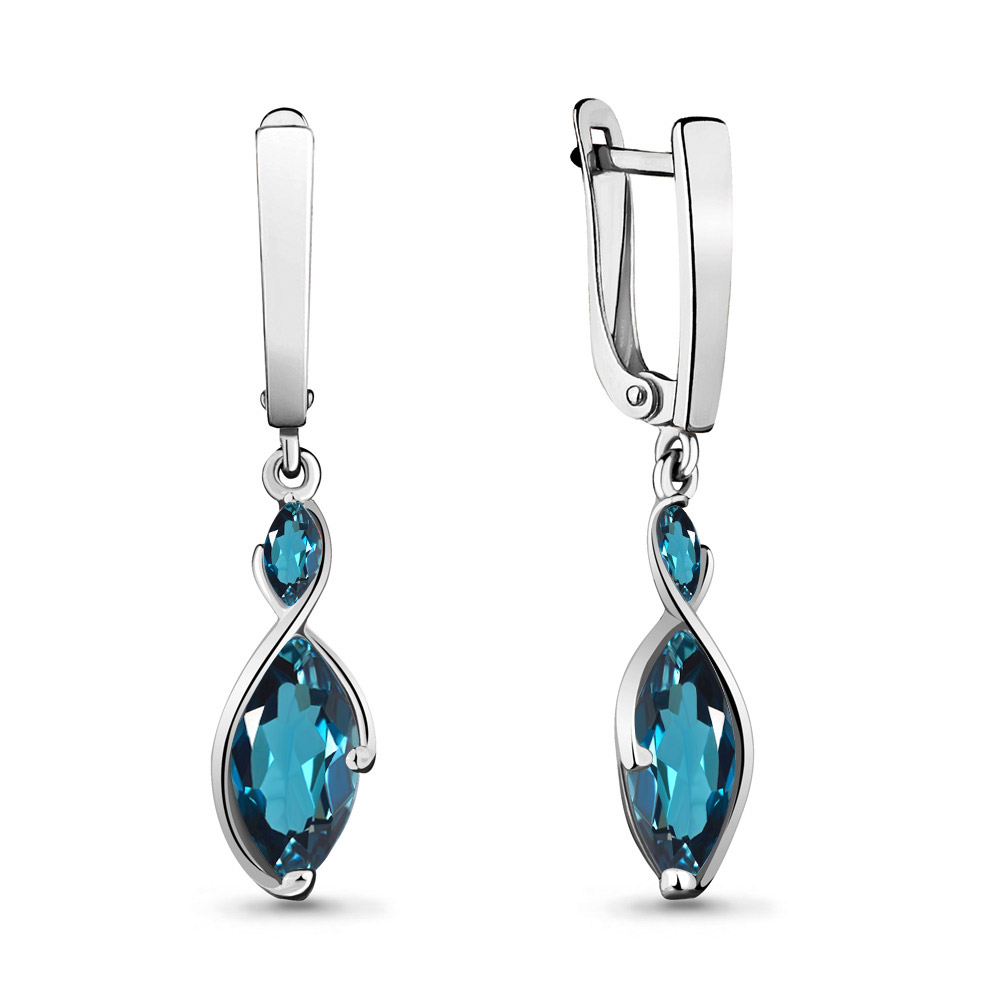 4729908 Серьги из Серебра с топазами лондон блю