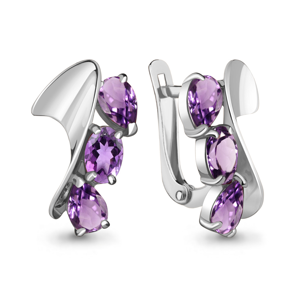 4731104 Серьги из Серебра с аметистами