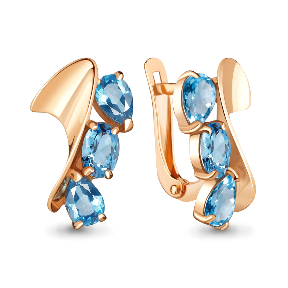 4731105 Серьги из Золота с топазами свисс блю