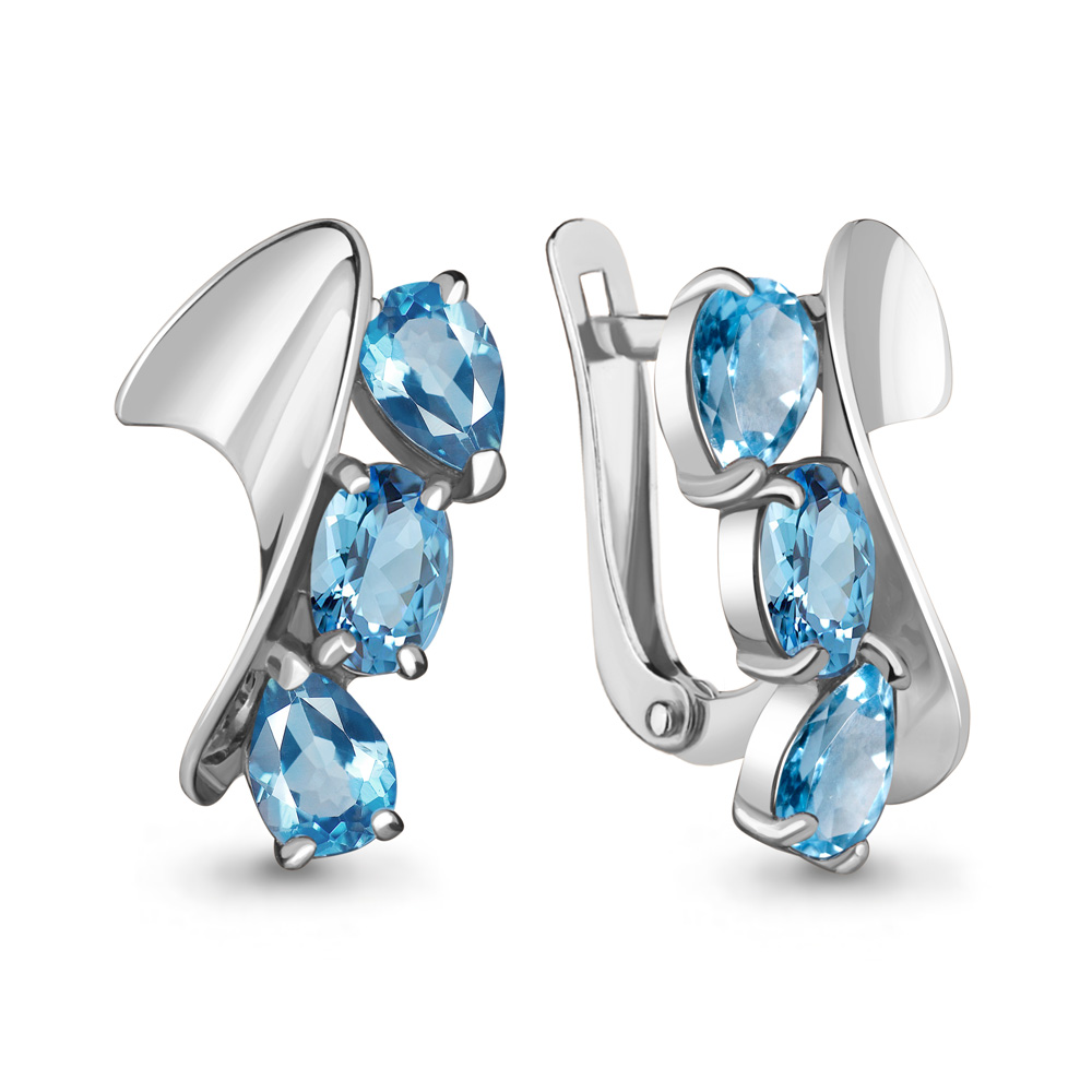 4731105 Серьги из Серебра с топазами свисс блю