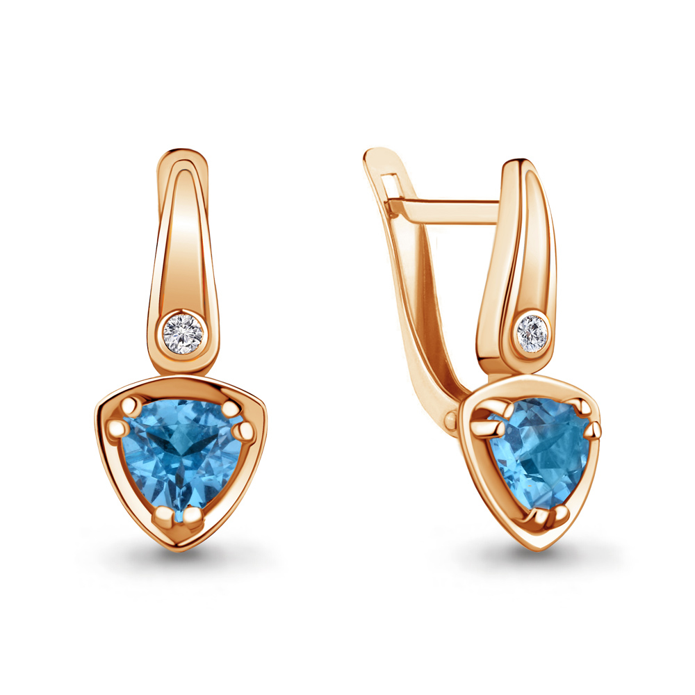 4732105А Серьги из Золота с топазами свисс блю, фианитами
