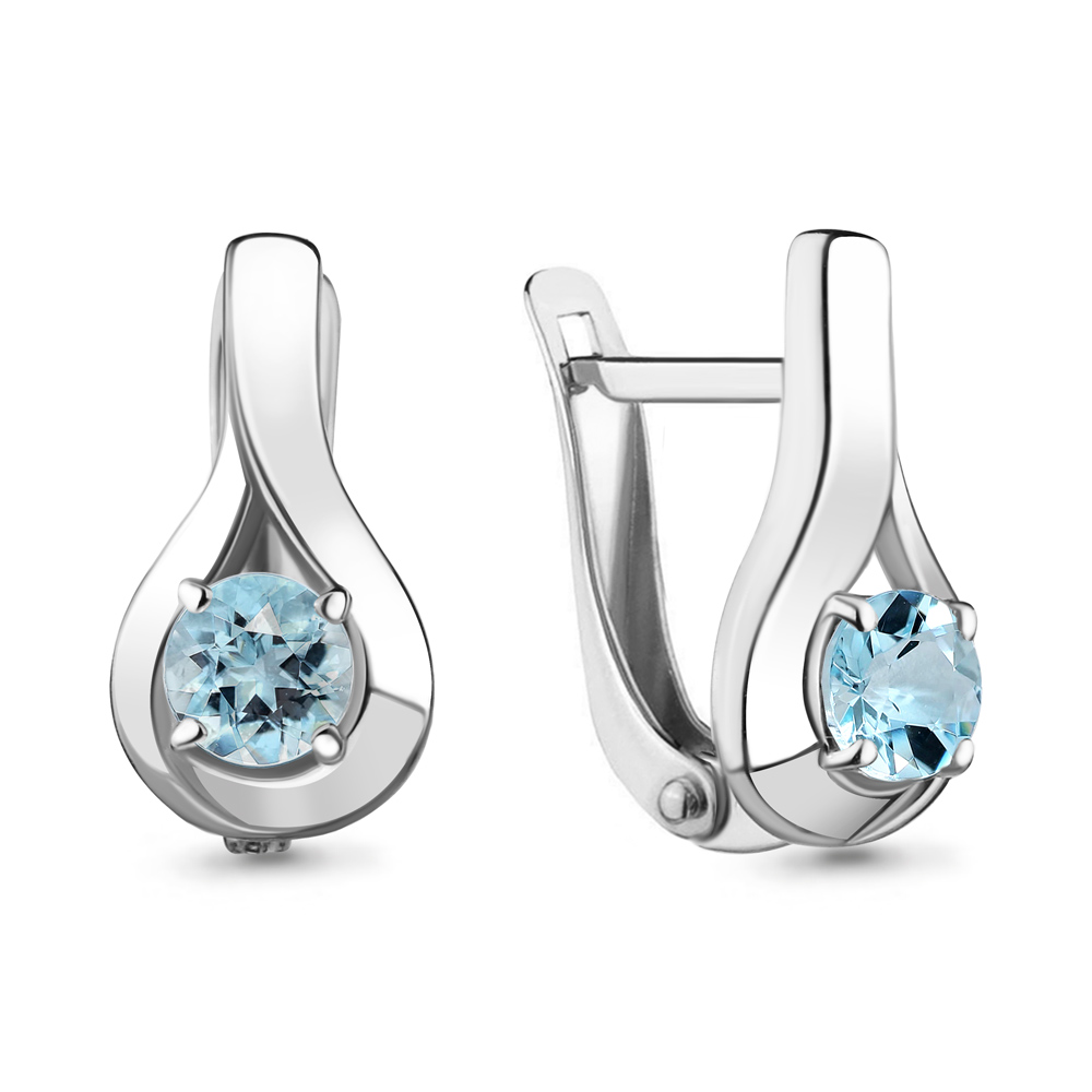 4733902 Серьги из Серебра с топазами скай блю