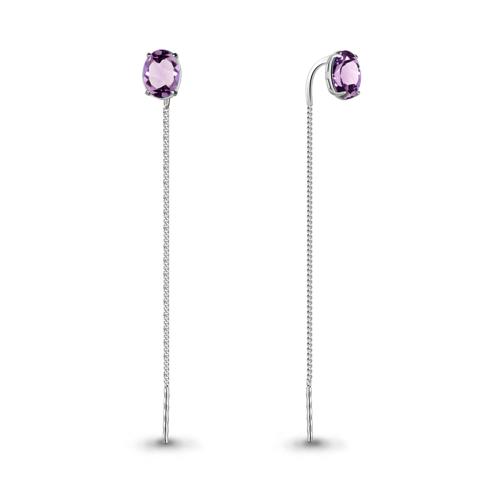 4738104 Серьги из Серебра с аметистами