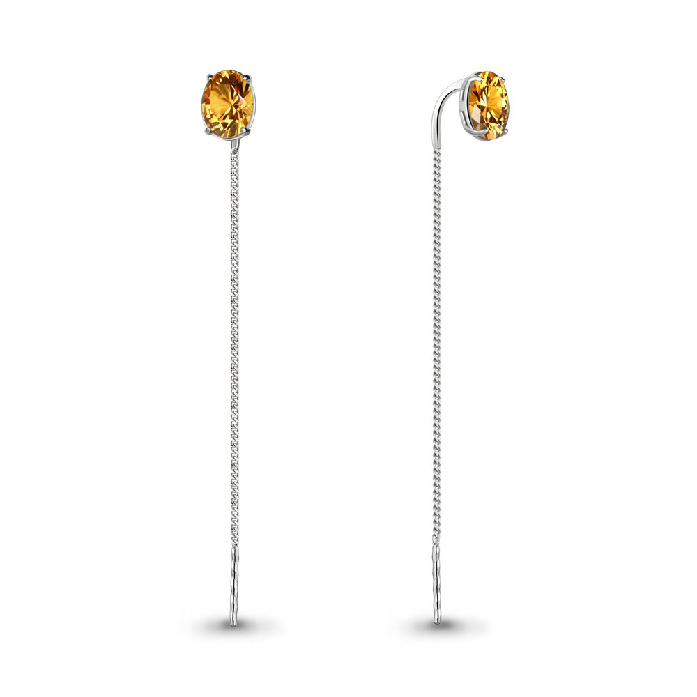 4738106 Серьги из Серебра с цитринами