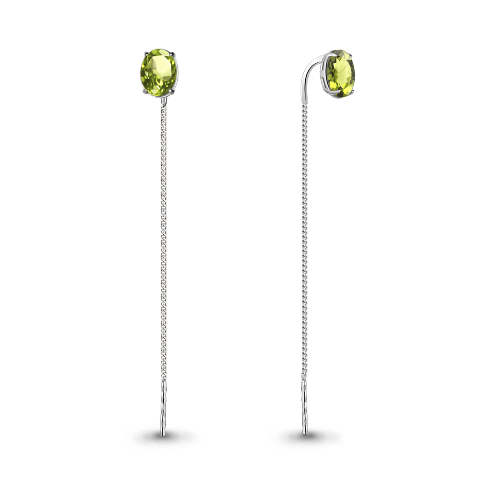 4738107 Серьги из Серебра с хризолитами