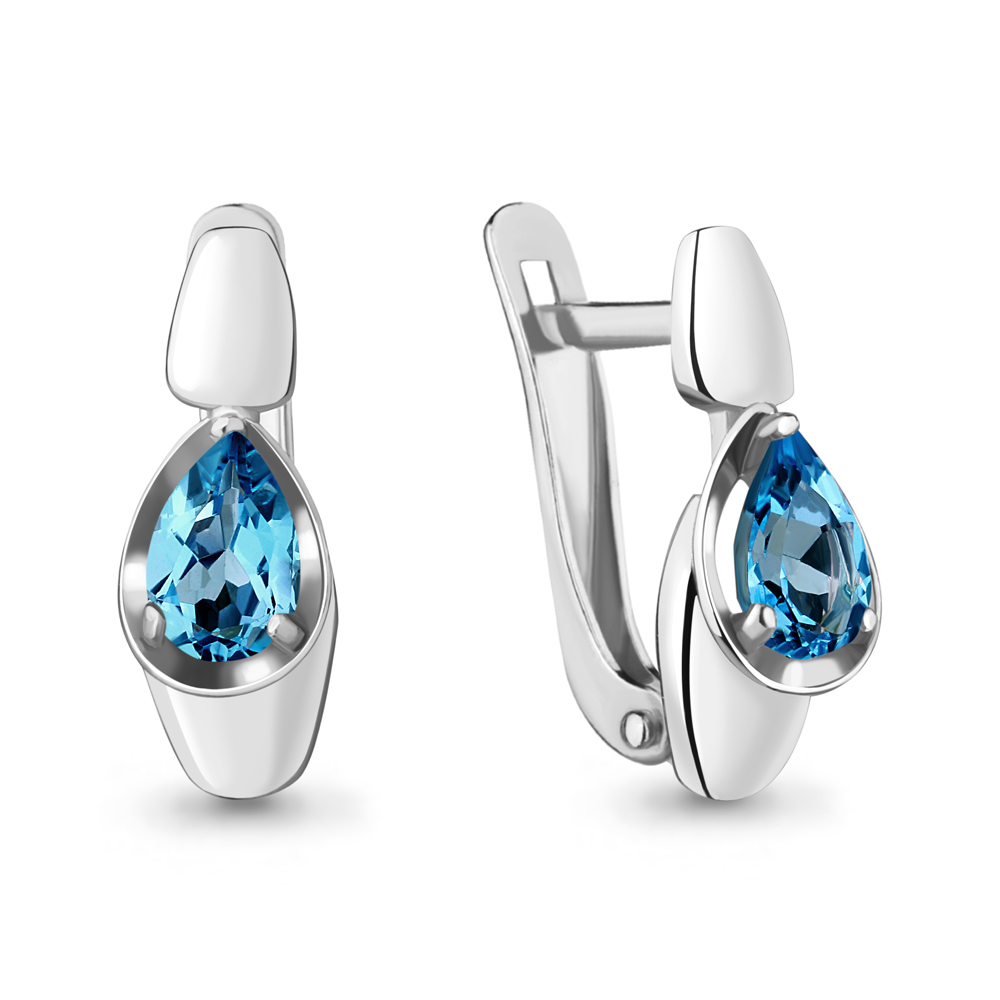 4738308 Серьги из Серебра с топазами лондон блю