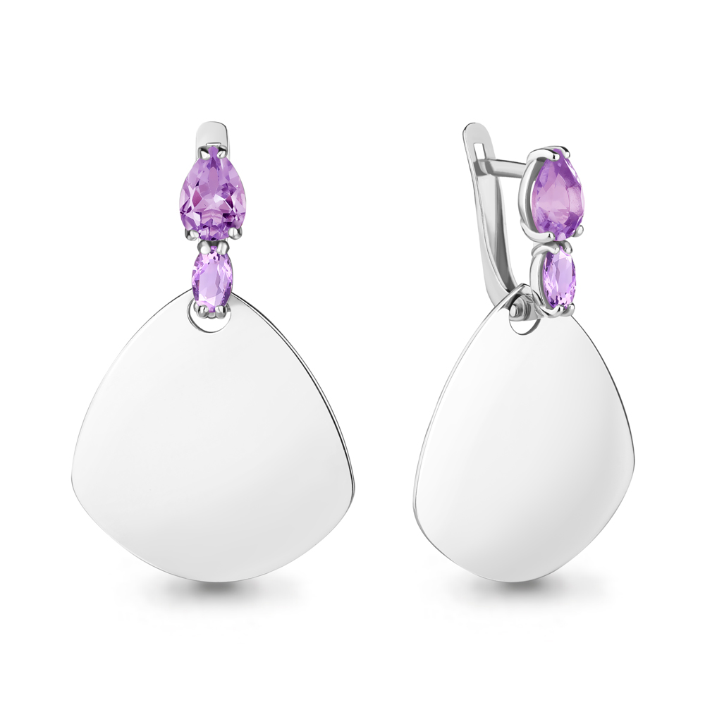 4738404 Серьги из Серебра с аметистами