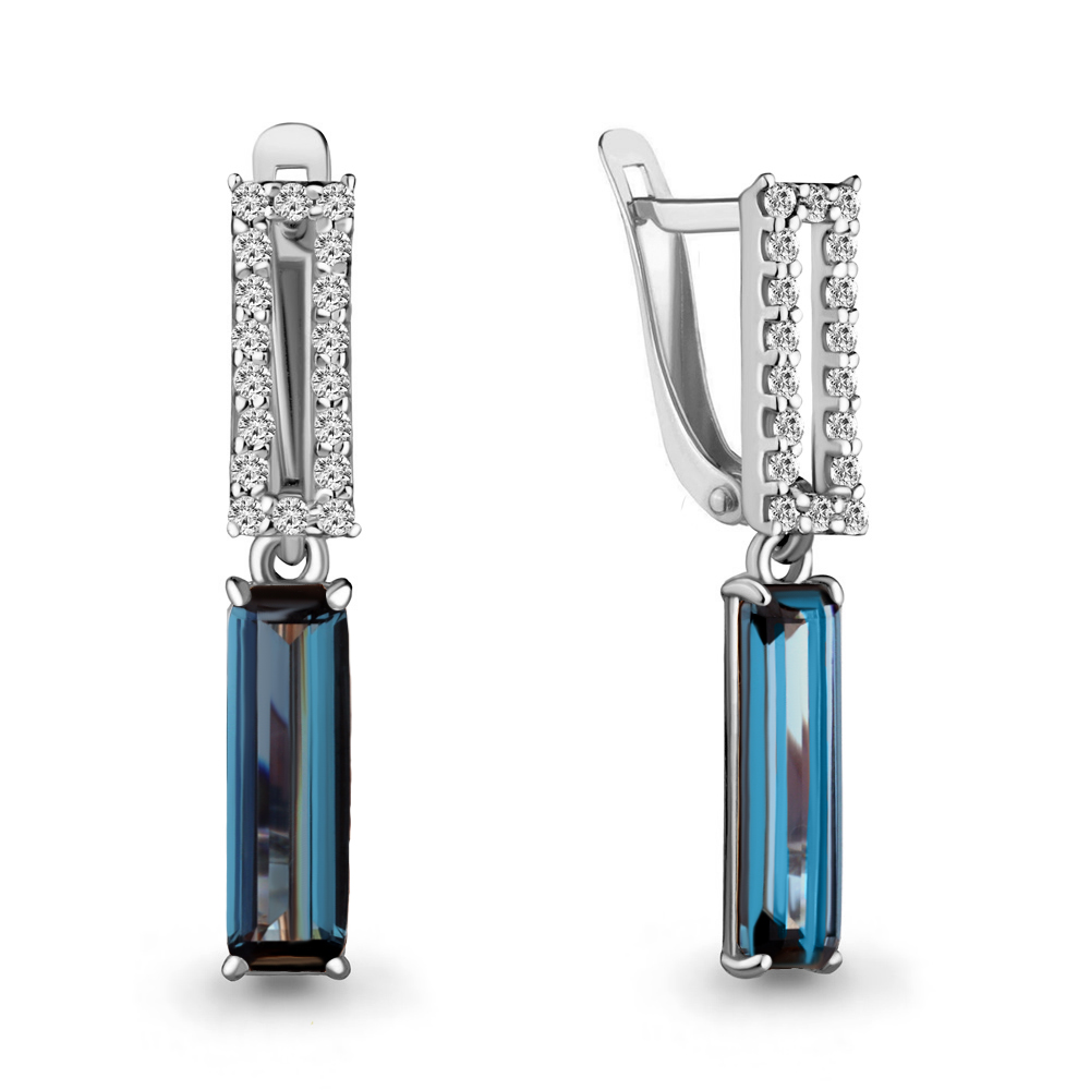 4739093А Серьги из Серебра с нанотопазами лондон, фианитами