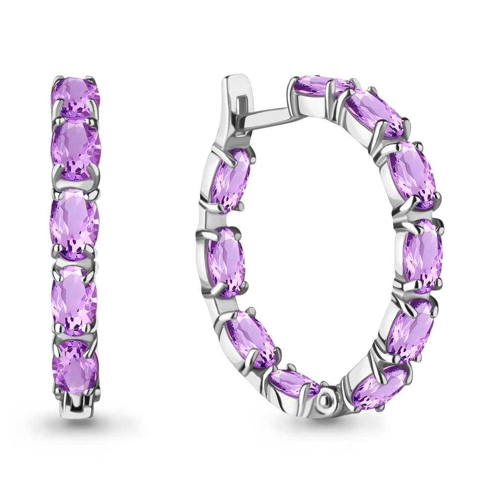 4742404 Серьги из Серебра с аметистами