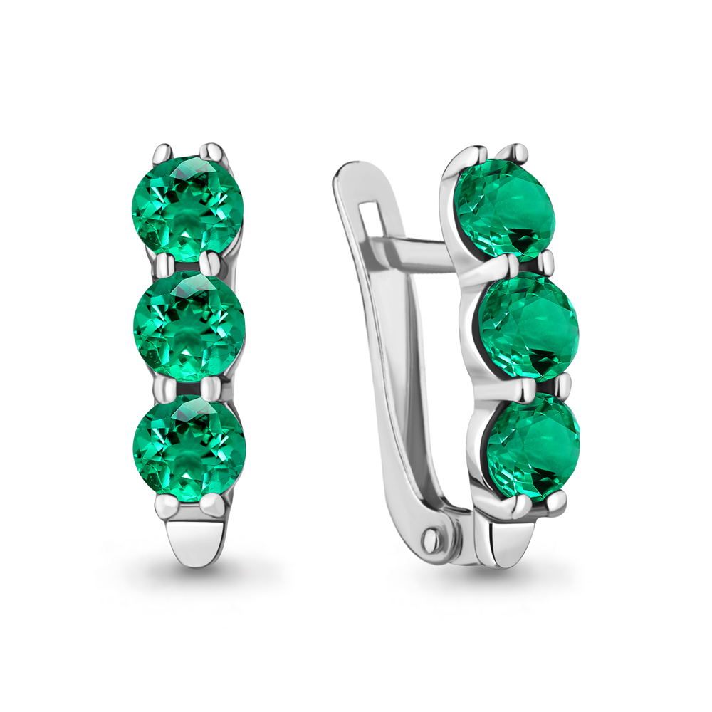 47455П Серьги из Серебра с наноизумрудами