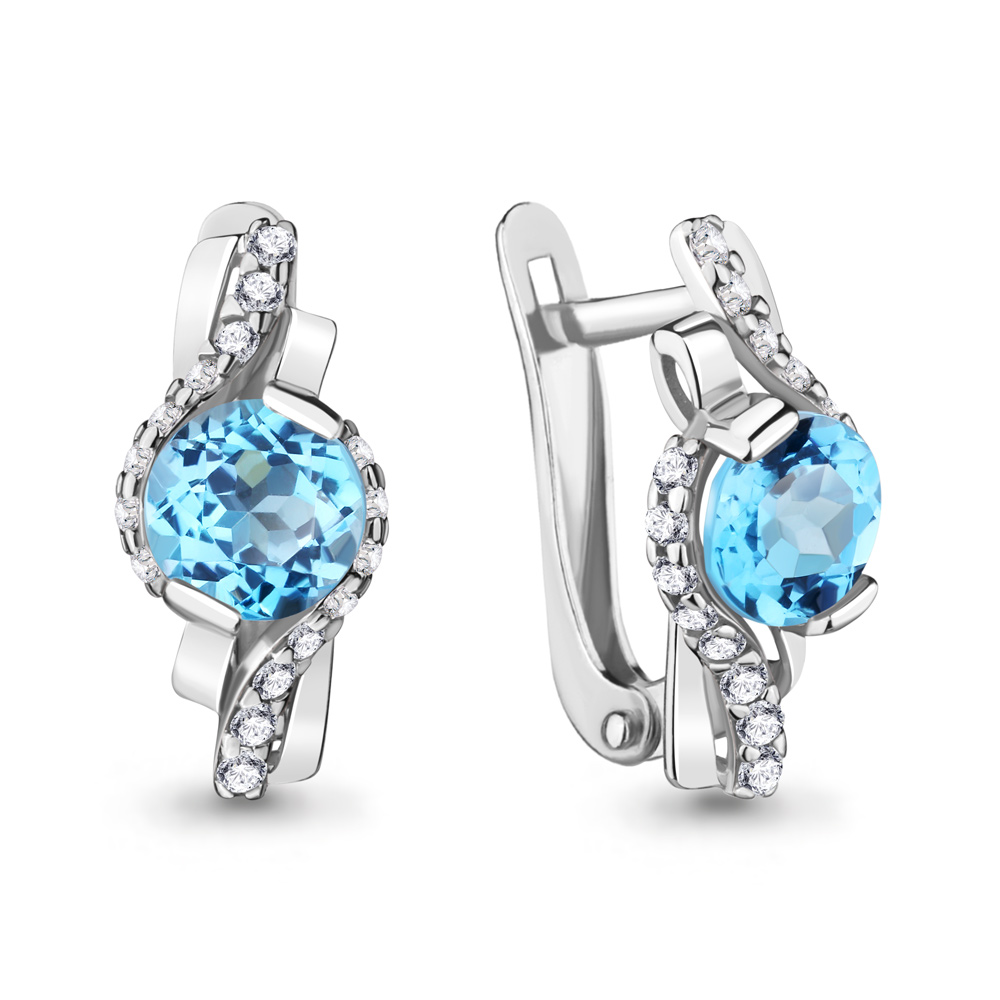 4747702А Серьги из Серебра с фианитами