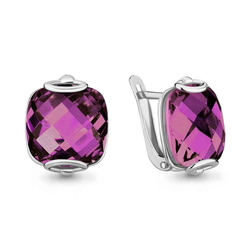 4749784 Серьги из Серебра с наноаметистами иск.