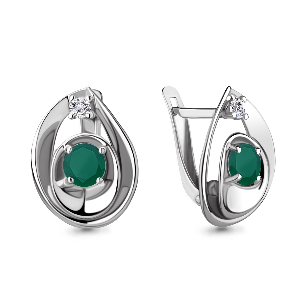 4750209А Серьги из Серебра с агатами, фианитами