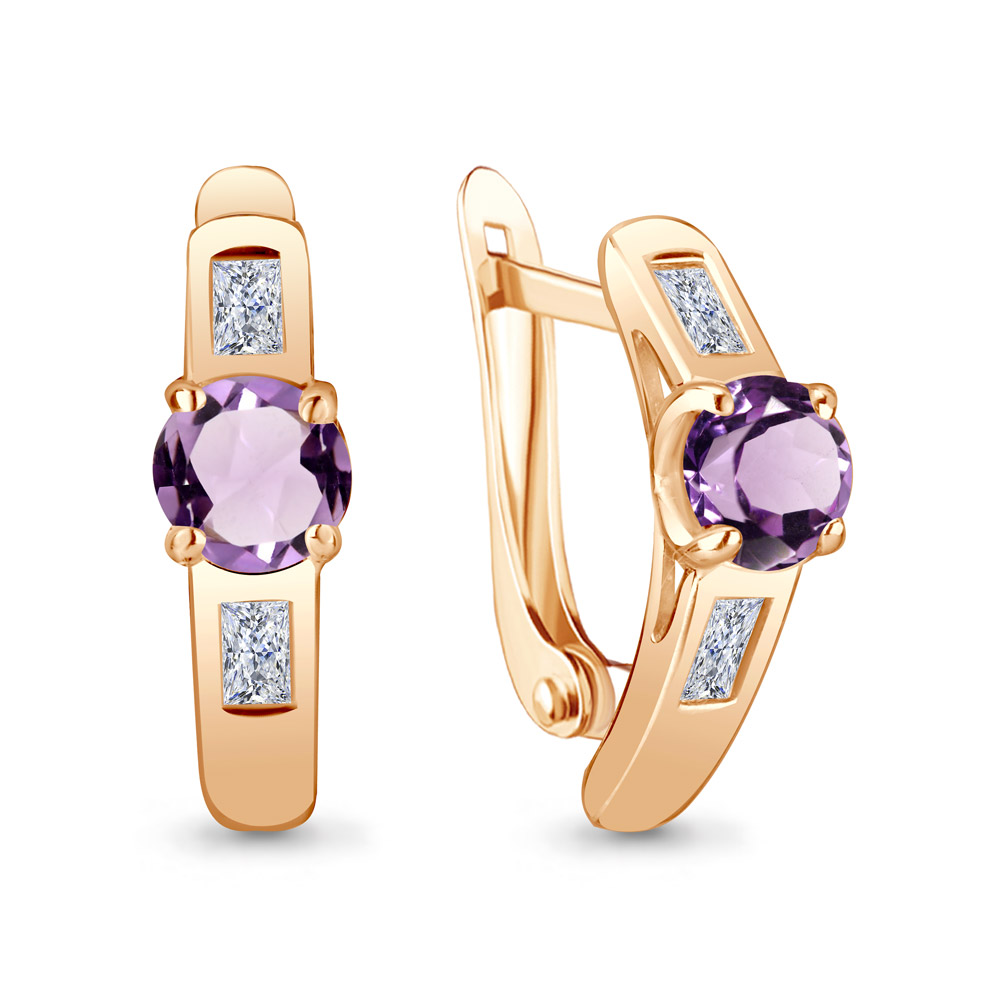 4751004 Серьги из Золота с аметистами, фианитами