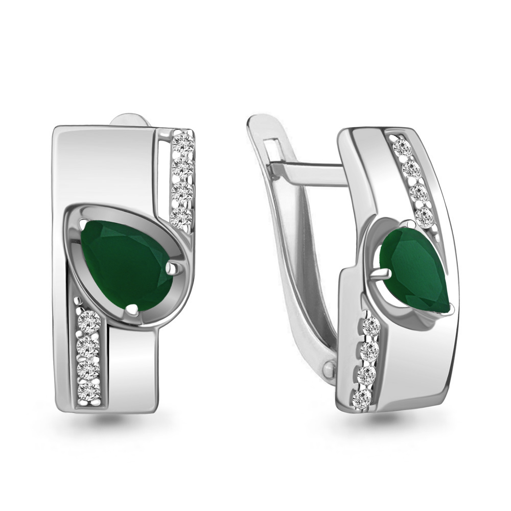 4751109А Серьги из Серебра с агатами, фианитами