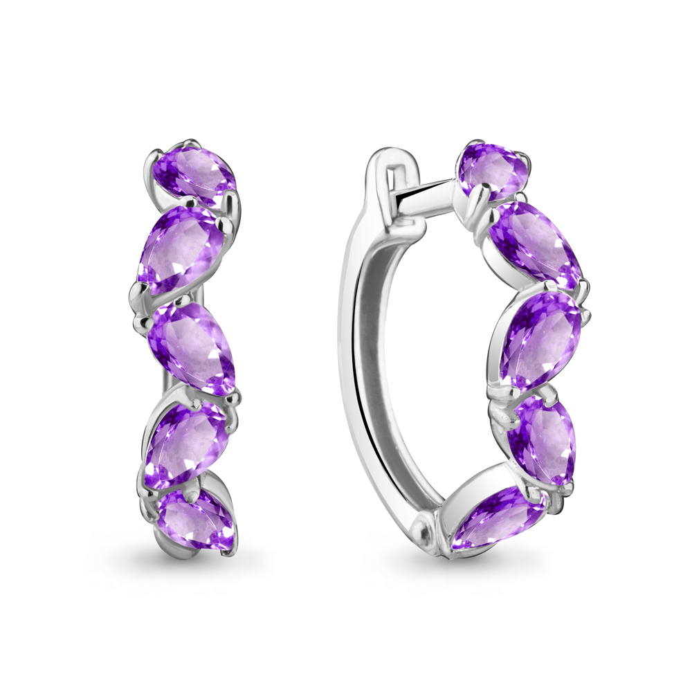 4751504 Серьги из Серебра с аметистами