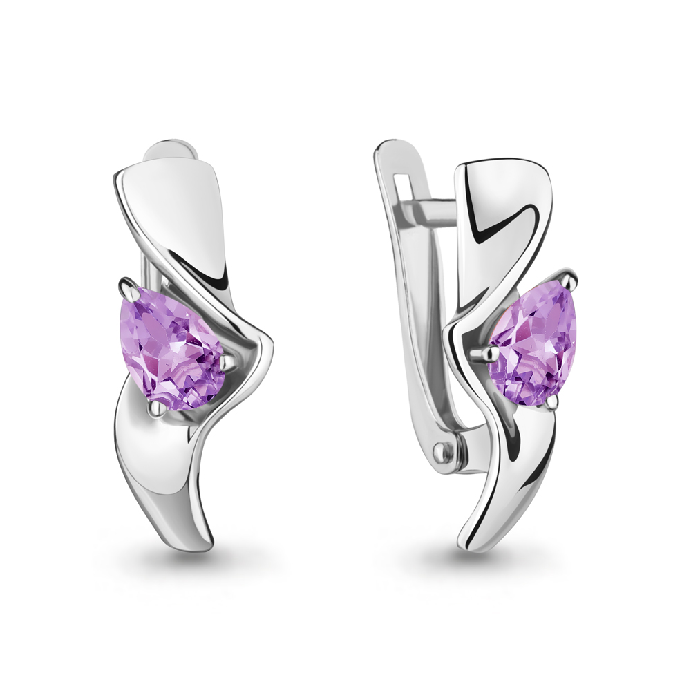 4751804 Серьги из Серебра с аметистами