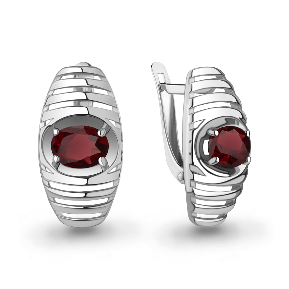 4752003 Серьги из Серебра с гранатами
