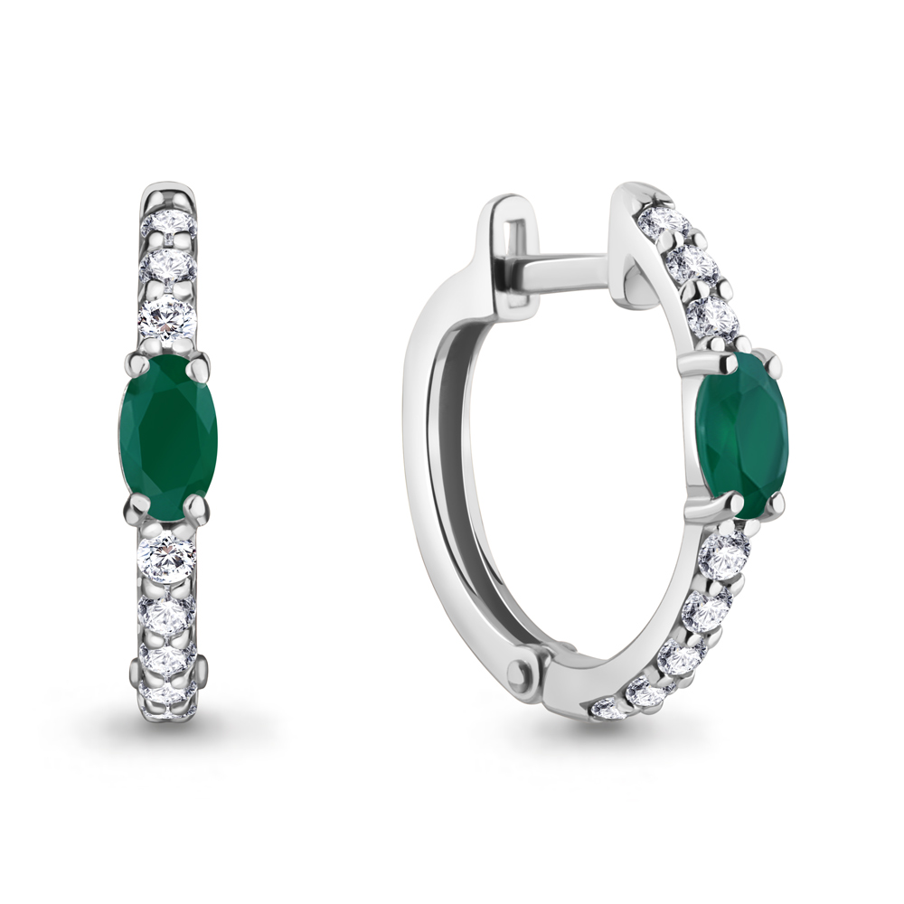4752109А Серьги из Серебра с агатами, фианитами
