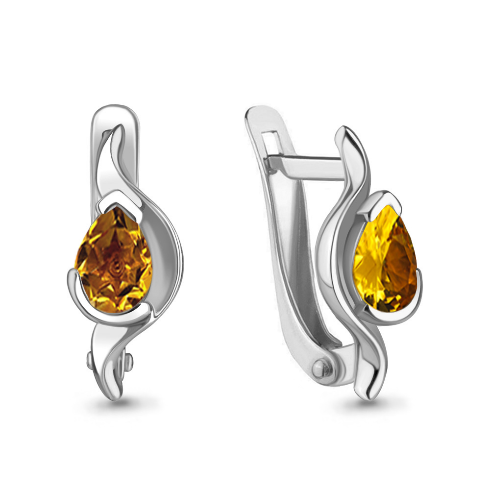 4752506 Серьги из Серебра с цитринами