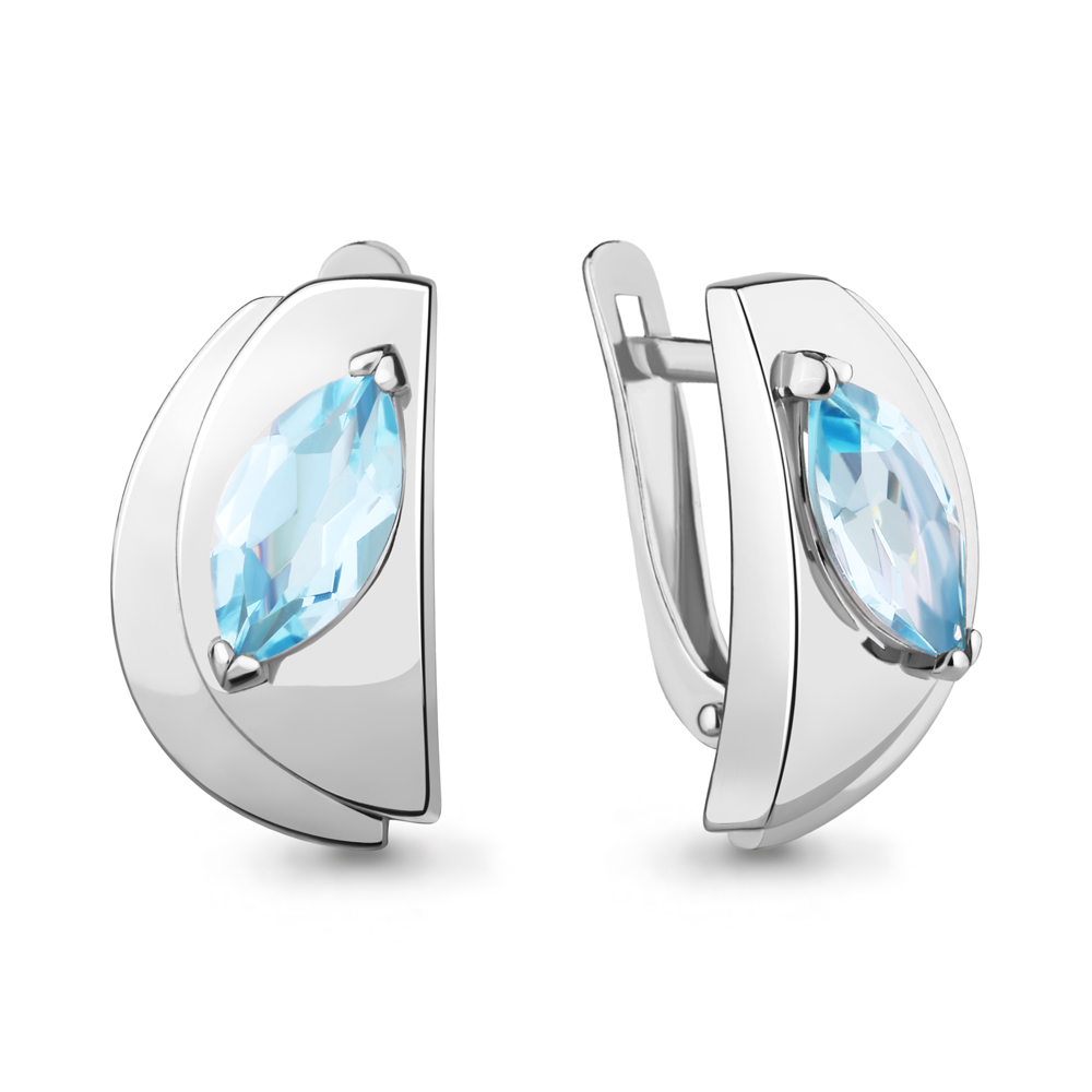 4752902 Серьги из Серебра с топазами скай блю