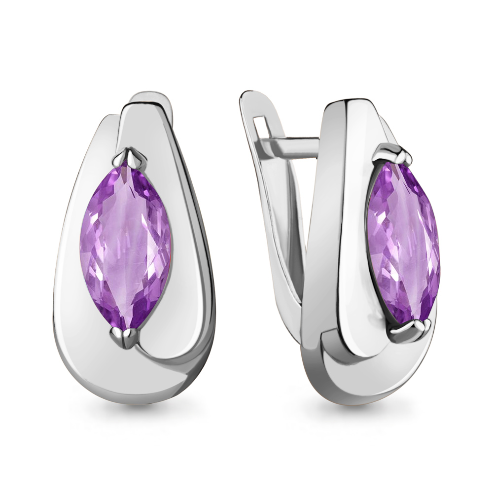 4753004 Серьги из Серебра с аметистами