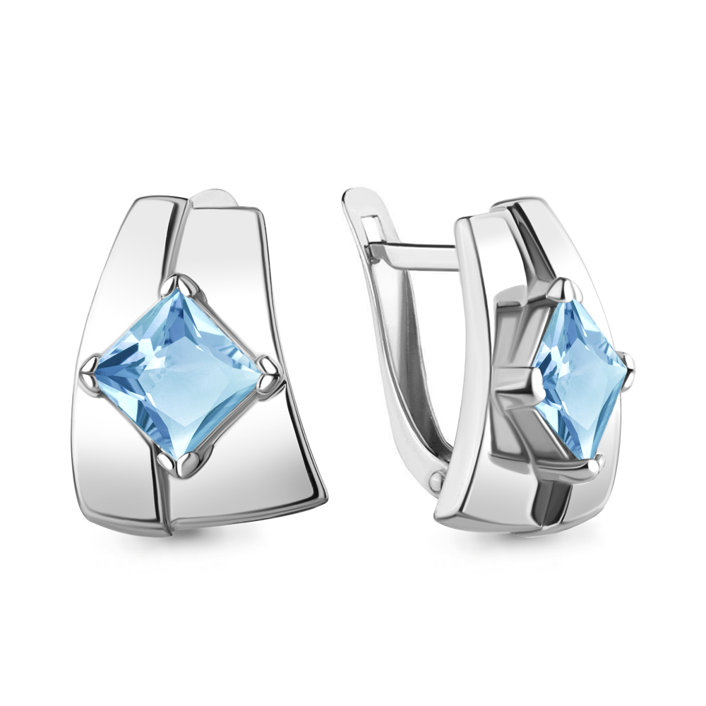 4753205 Серьги из Серебра с топазами свисс блю