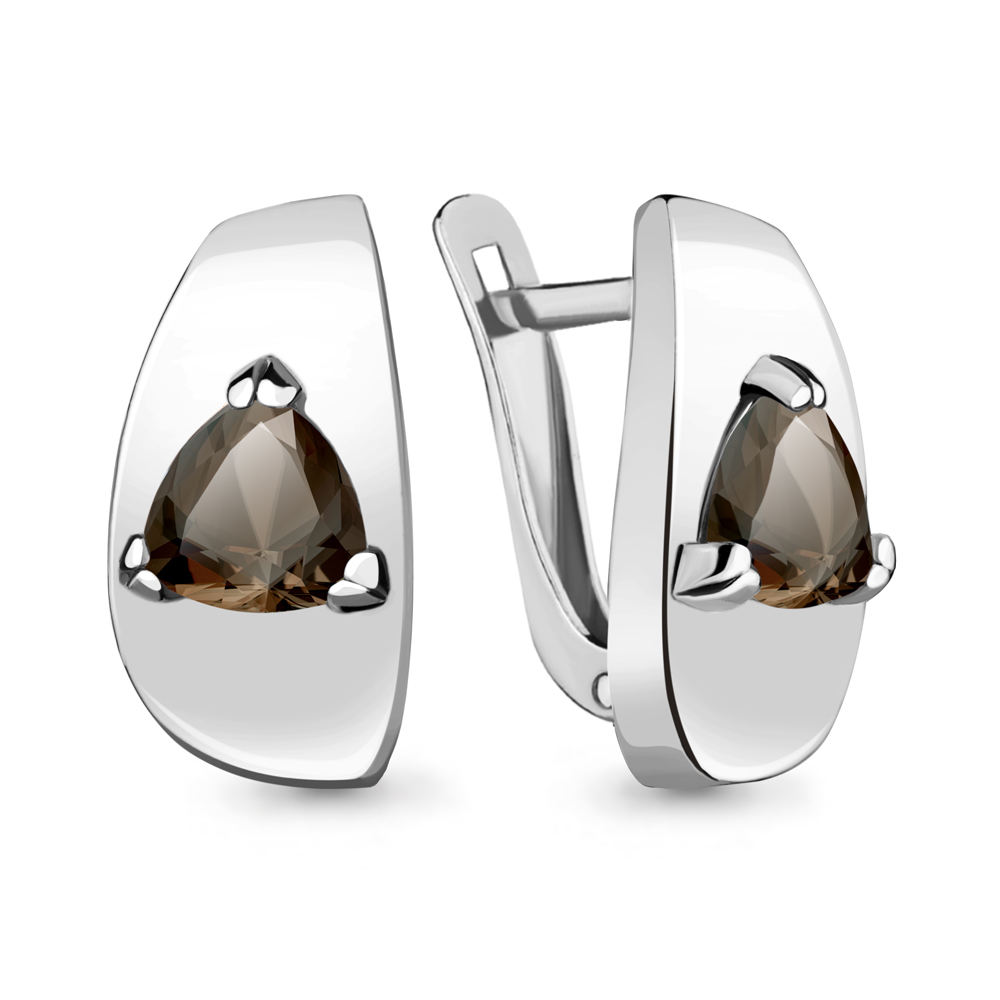 4753401 Серьги из Серебра с кварцами дымчатыми