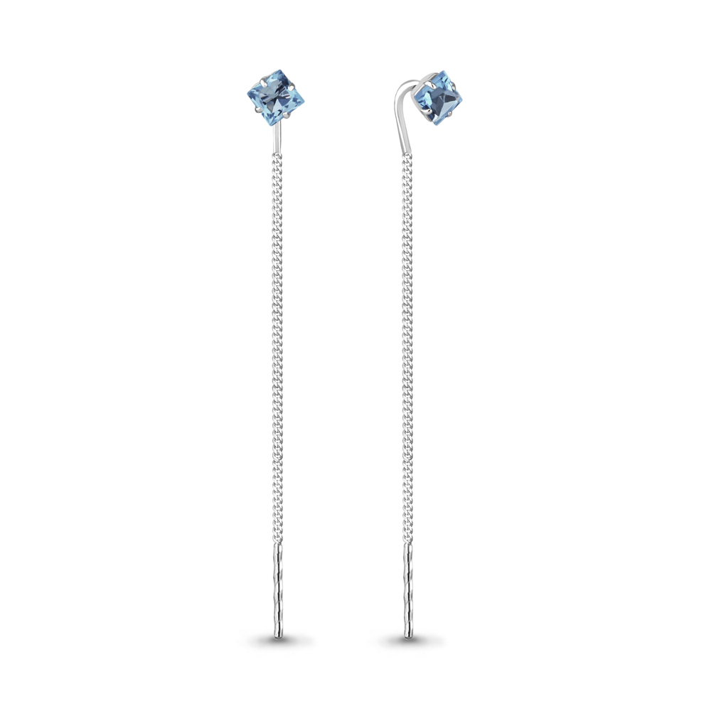 4753605 Серьги из Серебра с топазами свисс блю