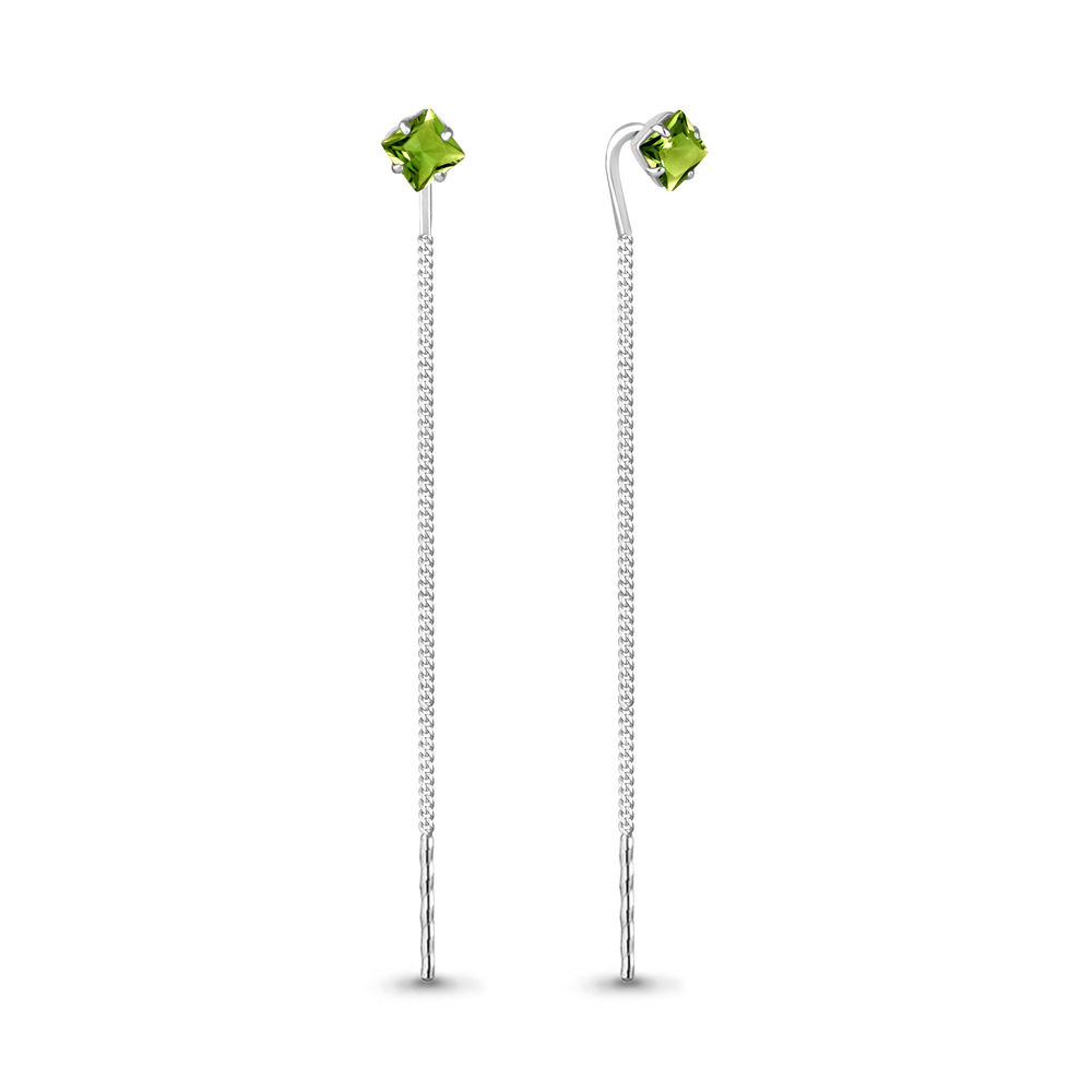 4753607 Серьги из Серебра с хризолитами