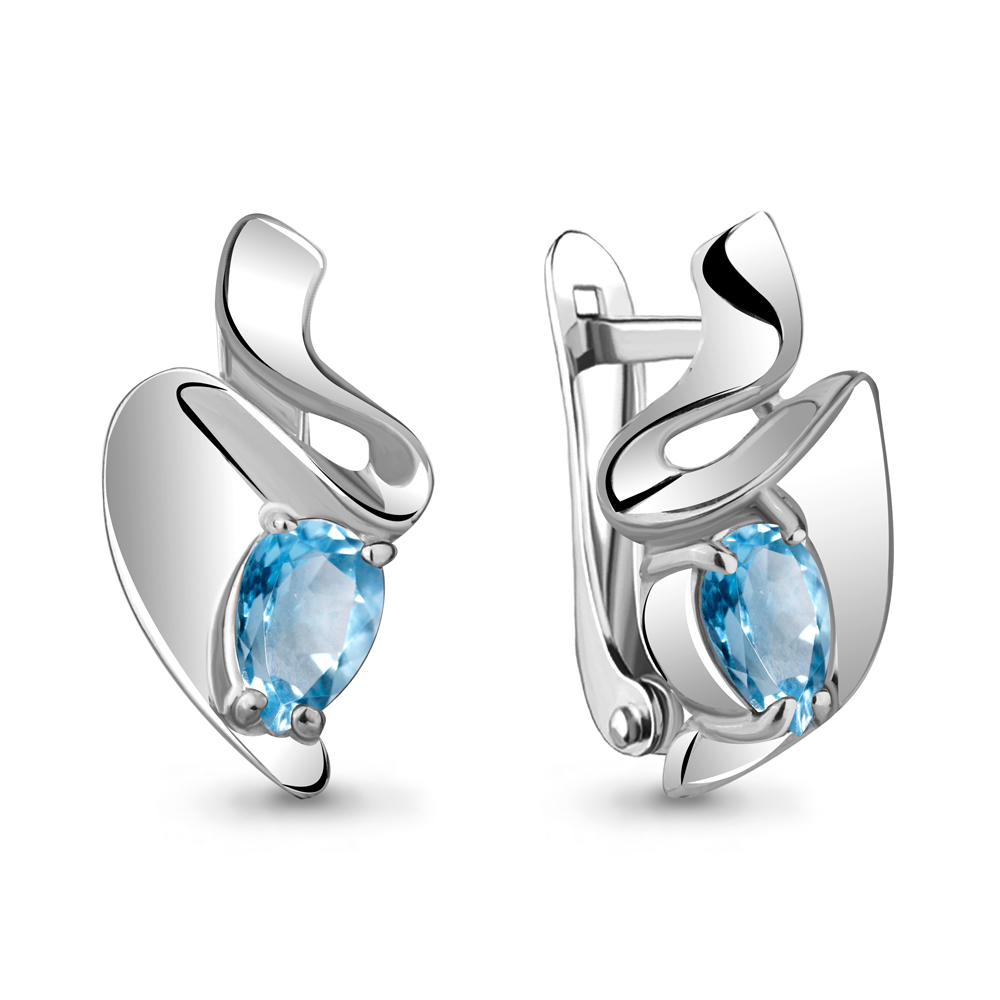 4754505 Серьги из Серебра с топазами свисс блю