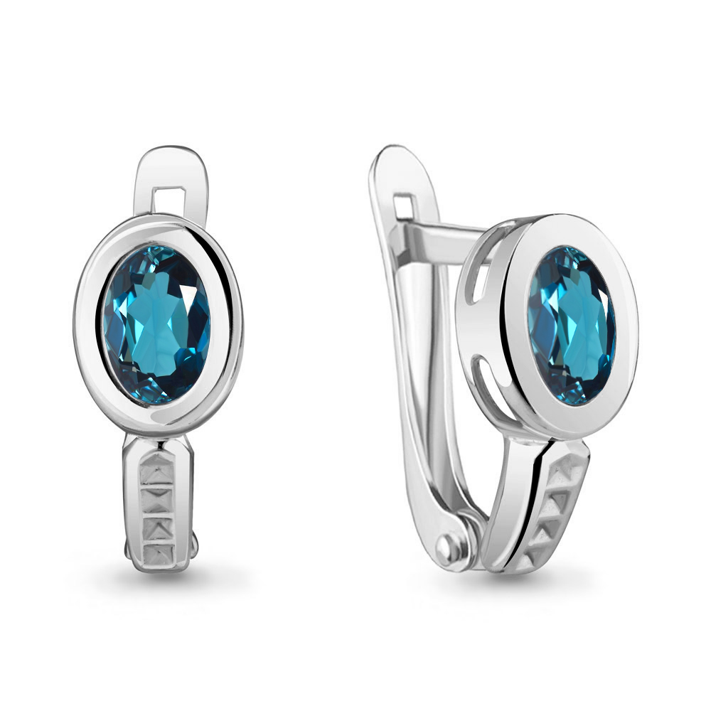 4754608 Серьги из Серебра с топазами лондон блю