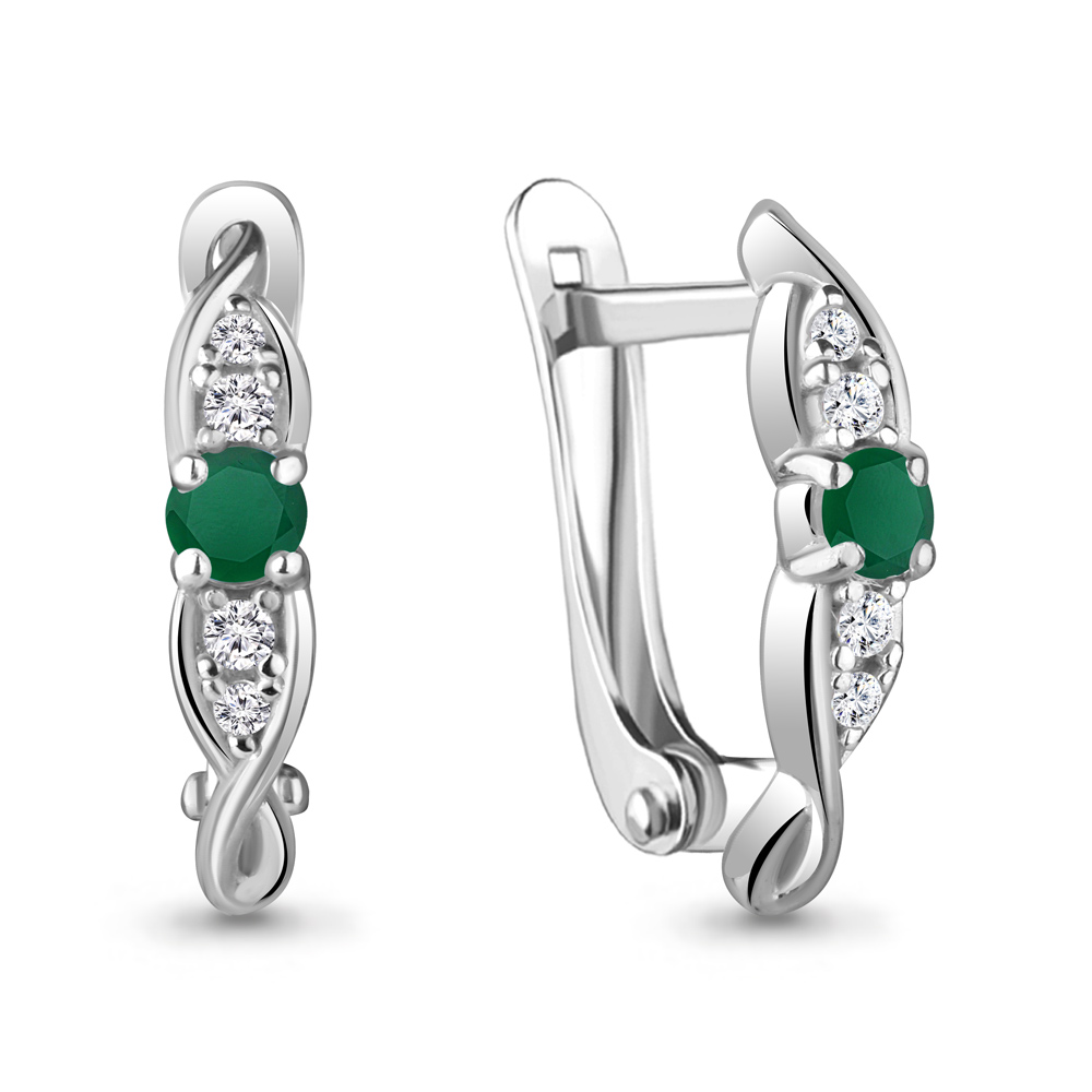 4755009А Серьги из Серебра с агатами, фианитами